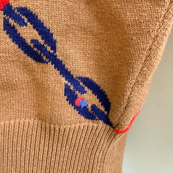 Clare V chains Brown Sweater with Red and Blue Pattern - Picture 4 of 8